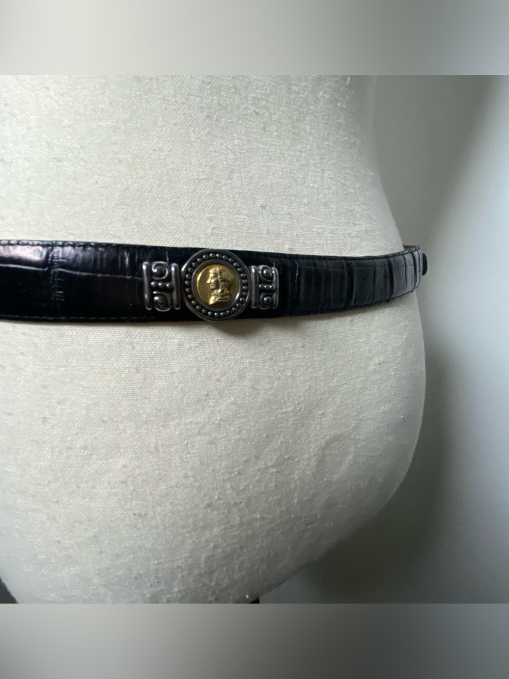 Vintage Brighton Museum Black Croc Leather Coin Belt Size Large - Picture 5 of 9